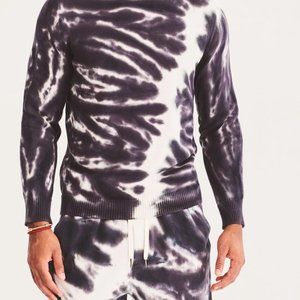 SER.O.YA Men's Crewneck Sweater in Black & White Tie-Dye